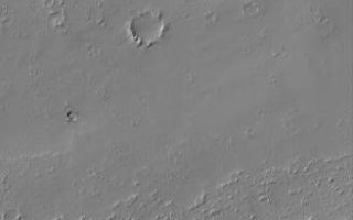 <h1>PIA07815:  Crater Streaks</h1><div class="PIA07815" lang="en" style="width:328px;text-align:left;margin:auto;background-color:#000;padding:10px;max-height:150px;overflow:auto;"><p>2 April 2005 <br />This Mars Global Surveyor (MGS) Mars Orbiter Camera (MOC) image shows impact craters and wind streaks in Daedalia Planum.</p><p>Location near: 14.6°S, 131.9°W <br />Image width: ~3 km (~1.9 mi) <br />Illumination from: upper left <br />Season: Southern Winter <br /></p><br /><br /><a href="http://photojournal.jpl.nasa.gov/catalog/PIA07815" onclick="window.open(this.href); return false;" title="Voir l'image 	 PIA07815:  Crater Streaks	  sur le site de la NASA">Voir l'image 	 PIA07815:  Crater Streaks	  sur le site de la NASA.</a></div>